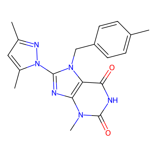 8-(3,5-dimethyl-1H-pyrazol-1-yl)-3-methyl-7-(4-methylbenzyl)-3,7-dihydro-1H-purine-2,6-dione structure