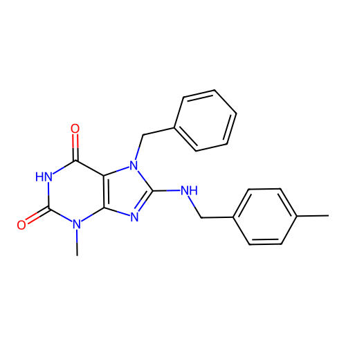7-benzyl-3-methyl-8-[(4-methylbenzyl)amino]-3,7-dihydro-1H-purine-2,6-dione structure