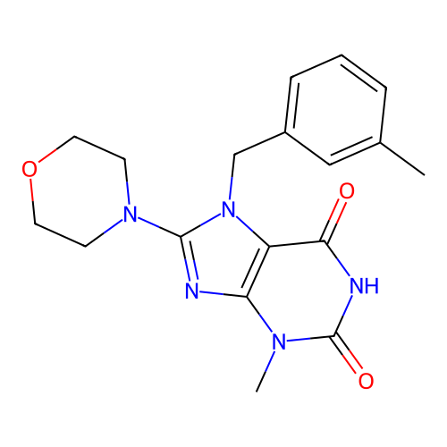 3-methyl-7-(3-methylbenzyl)-8-(morpholin-4-yl)-3,7-dihydro-1H-purine-2,6-dione structure