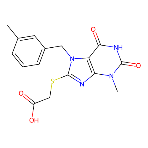 {[3-methyl-7-(3-methylbenzyl)-2,6-dioxo-2,3,6,7-tetrahydro-1H-purin-8-yl]sulfanyl}acetic acid structure