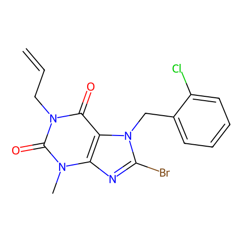 8-Bromo-7-[(2-chlorophenyl)methyl]-3-methyl-1-prop-2-enylpurine-2,6-dione structure