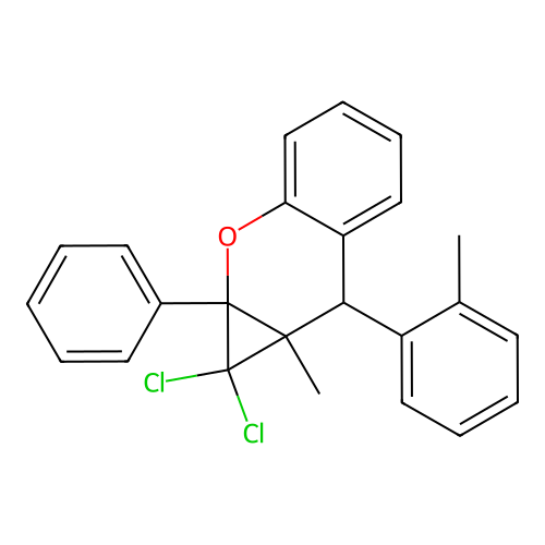 1,1-dichloro-7a-methyl-7-(2-methylphenyl)-1a-phenyl-1,1a,7,7a-tetrahydrocyclopropa[b]chromene structure