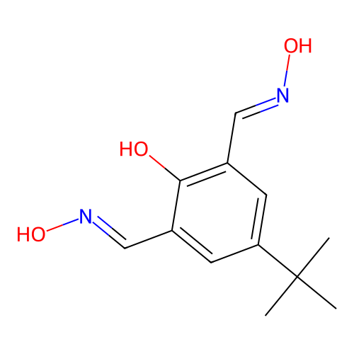 4-Tert-butyl-2,6-bis(hydroxyiminomethyl)phenol structure