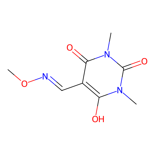 6-Hydroxy-5-(methoxyiminomethyl)-1,3-dimethylpyrimidine-2,4-dione structure