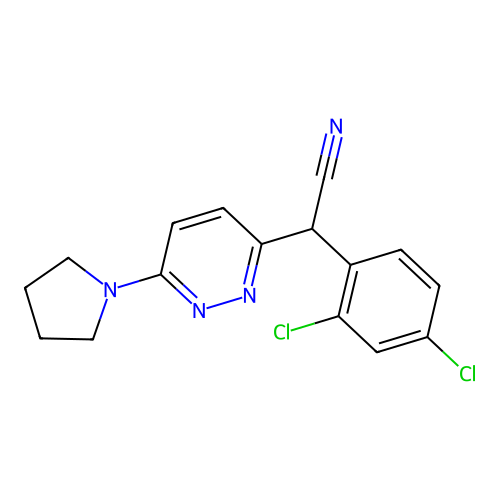 2-(2,4-Dichlorophenyl)-2-[6-(1-pyrrolidinyl)-3-pyridazinyl]acetonitrile structure
