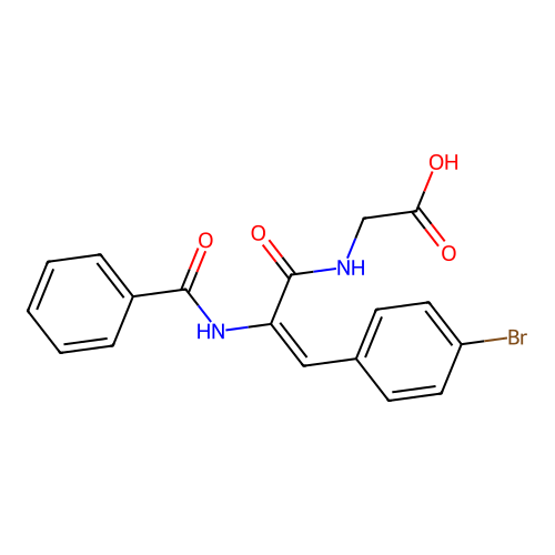 N-{(2E)-3-(4-bromophenyl)-2-[(phenylcarbonyl)amino]prop-2-enoyl}glycine structure