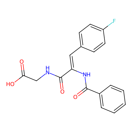 [2-Benzoylamino-3-(4-fluoro-phenyl)-acryloylamino]-acetic acid structure