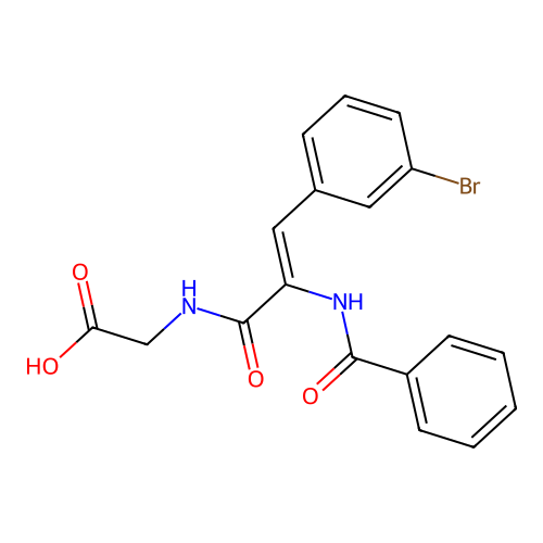 2-[3-(3-Bromophenyl)-2-(phenylformamido)prop-2-enamido]acetic acid structure
