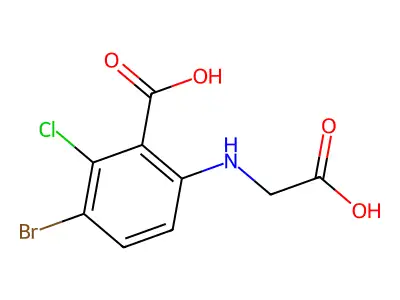 Benzoic acid, 3-bromo-6-((carboxymethyl)amino)-2-chloro- structure