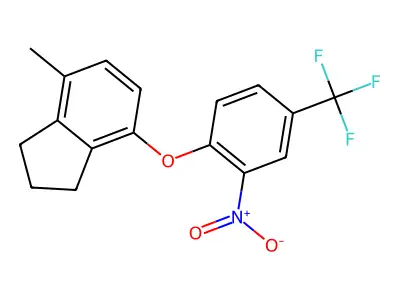 4-methyl-7-[2-nitro-4-(trifluoromethyl)phenoxy]-2,3-dihydro-1H-indene structure