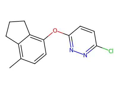 3-chloro-6-[(7-methyl-2,3-dihydro-1H-inden-4-yl)oxy]pyridazine structure