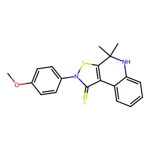 2-(4-methoxyphenyl)-4,4-dimethyl-5H-[1,2]thiazolo[5,4-c]quinoline-1-thione structure