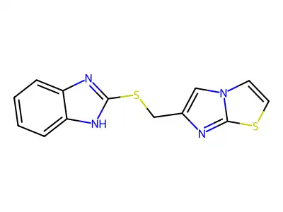 6-(((1H-benzo[d]imidazol-2-yl)thio)methyl)imidazo[2,1-b]thiazole structure