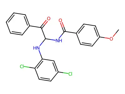 N-{1-[(2,5-dichlorophenyl)amino]-2-oxo-2-phenylethyl}-4-methoxybenzamide structure