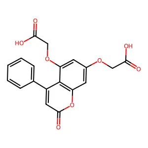2,2'-[(2-oxo-4-phenyl-2H-chromene-5,7-diyl)bis(oxy)]diacetic acid structure