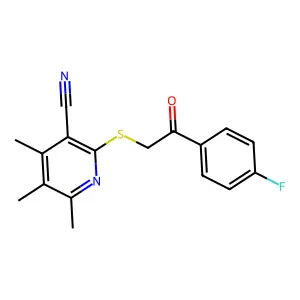 2-[2-(4-Fluorophenyl)-2-oxoethyl]sulfanyl-4,5,6-trimethylpyridine-3-carbonitrile structure