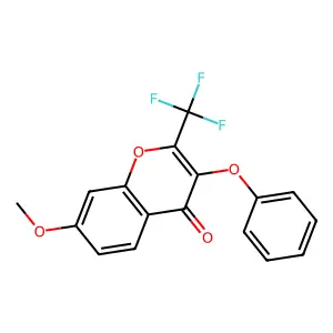 7-methoxy-3-phenoxy-2-(trifluoromethyl)-4H-chromen-4-one structure