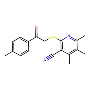4,5,6-Trimethyl-2-[2-(4-methylphenyl)-2-oxoethyl]sulfanylpyridine-3-carbonitrile structure