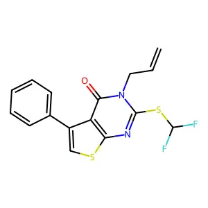 3-allyl-2-((difluoromethyl)thio)-5-phenylthieno[2,3-d]pyrimidin-4(3H)-one structure