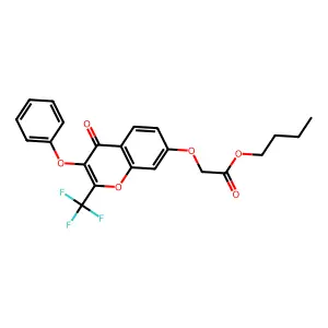 butyl {[4-oxo-3-phenoxy-2-(trifluoromethyl)-4H-chromen-7-yl]oxy}acetate structure