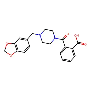 2-{[4-(1,3-Benzodioxol-5-ylmethyl)piperazino]carbonyl}benzoic acid structure