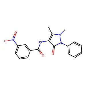 N-(1,5-dimethyl-3-oxo-2-phenyl-2,3-dihydro-1H-pyrazol-4-yl)-3-nitrobenzamide structure