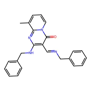 (E)-2-(benzylamino)-3-((benzylimino)methyl)-9-methyl-4H-pyrido[1,2-a]pyrimidin-4-one structure