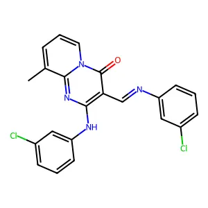 2-[(3-chlorophenyl)amino]-3-{(E)-[(3-chlorophenyl)imino]methyl}-9-methyl-4H-pyrido[1,2-a]pyrimidin-4-one structure
