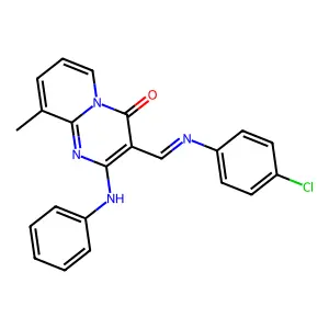 3-{(E)-[(4-chlorophenyl)imino]methyl}-9-methyl-2-(phenylamino)-4H-pyrido[1,2-a]pyrimidin-4-one structure