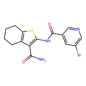 5-bromo-N-(3-carbamoyl-4,5,6,7-tetrahydro-1-benzothiophen-2-yl)pyridine-3-carboxamide structure