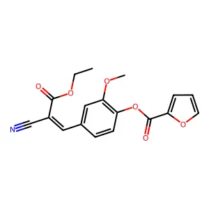 ethyl (2E)-2-cyano-3-(4-(2-furylcarbonyloxy)-3-methoxyphenyl)prop-2-enoate structure