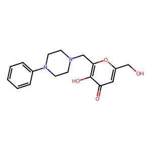 3-Hydroxy-6-(hydroxymethyl)-2-[(4-phenylpiperazinyl)methyl]pyran-4-one structure