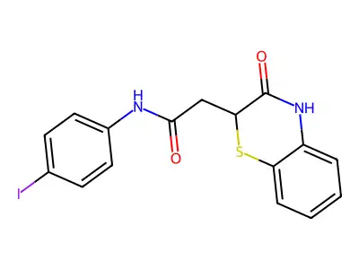 N-(4-iodophenyl)-2-(3-oxo-3,4-dihydro-2H-1,4-benzothiazin-2-yl)acetamide structure