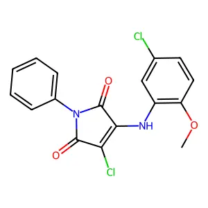 3-chloro-4-(5-chloro-2-methoxyanilino)-1-phenyl-1H-pyrrole-2,5-dione structure
