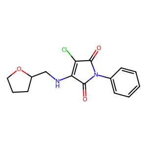 3-chloro-1-phenyl-4-[(tetrahydro-2-furanylmethyl)amino]-1H-pyrrole-2,5-dione structure
