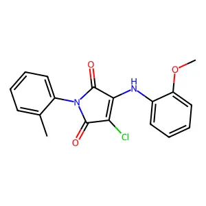 3-chloro-4-(2-methoxyanilino)-1-(2-methylphenyl)-1H-pyrrole-2,5-dione structure