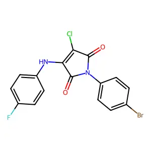 1-(4-bromophenyl)-3-chloro-4-((4-fluorophenyl)amino)-1H-pyrrole-2,5-dione structure