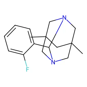2-(2-Fluorophenyl)-5,7-dimethyl-1,3-diazaadamantane structure