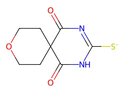 1,5-Dioxo-9-oxa-2,4-diazaspiro[5.5]undec-2-ene-3-thiolate structure