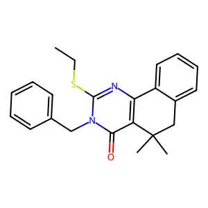 3-benzyl-2-(ethylsulfanyl)-5,5-dimethyl-5,6-dihydrobenzo[h]quinazolin-4(3H)-one structure