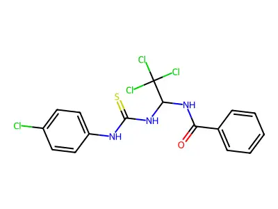 N-(2,2,2-trichloro-1-{[(4-chloroanilino)carbothioyl]amino}ethyl)benzamide structure