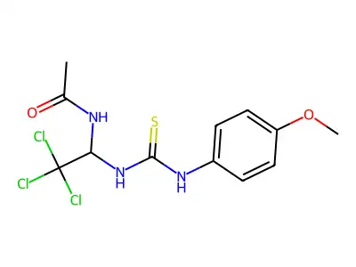 N-[2,2,2-trichloro-1-[(4-methoxyphenyl)carbamothioylamino]ethyl]acetamide structure