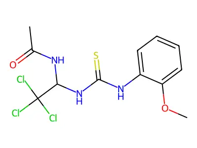 N-[2,2,2-trichloro-1-[(2-methoxyphenyl)carbamothioylamino]ethyl]acetamide structure