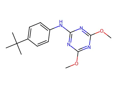 N-(4-tert-butylphenyl)-4,6-dimethoxy-1,3,5-triazin-2-amine structure
