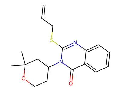 3-(2,2-Dimethyloxan-4-yl)-2-prop-2-enylsulfanylquinazolin-4-one structure