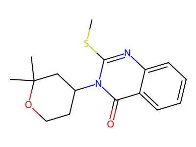 3-(2,2-Dimethyloxan-4-yl)-2-methylsulfanylquinazolin-4-one structure
