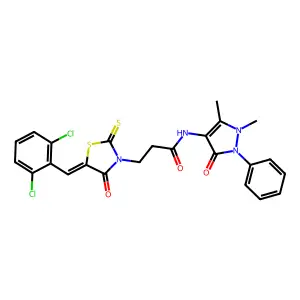 3-[5-(2,6-Dichloro-benzylidene)-4-oxo-2-thioxo-thiazolidin-3-yl]-N-(1,5-dimethyl structure