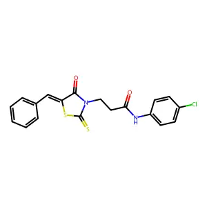 (Z)-3-(5-benzylidene-4-oxo-2-thioxothiazolidin-3-yl)-N-(4-chlorophenyl)propanamide structure