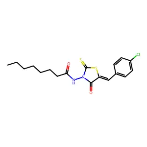 (Z)-N-(5-(4-chlorobenzylidene)-4-oxo-2-thioxothiazolidin-3-yl)octanamide structure