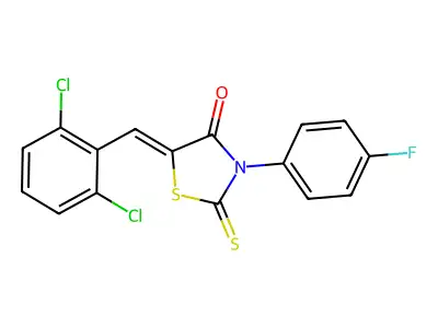(5Z)-5-(2,6-dichlorobenzylidene)-3-(4-fluorophenyl)-2-thioxo-1,3-thiazolidin-4-one structure